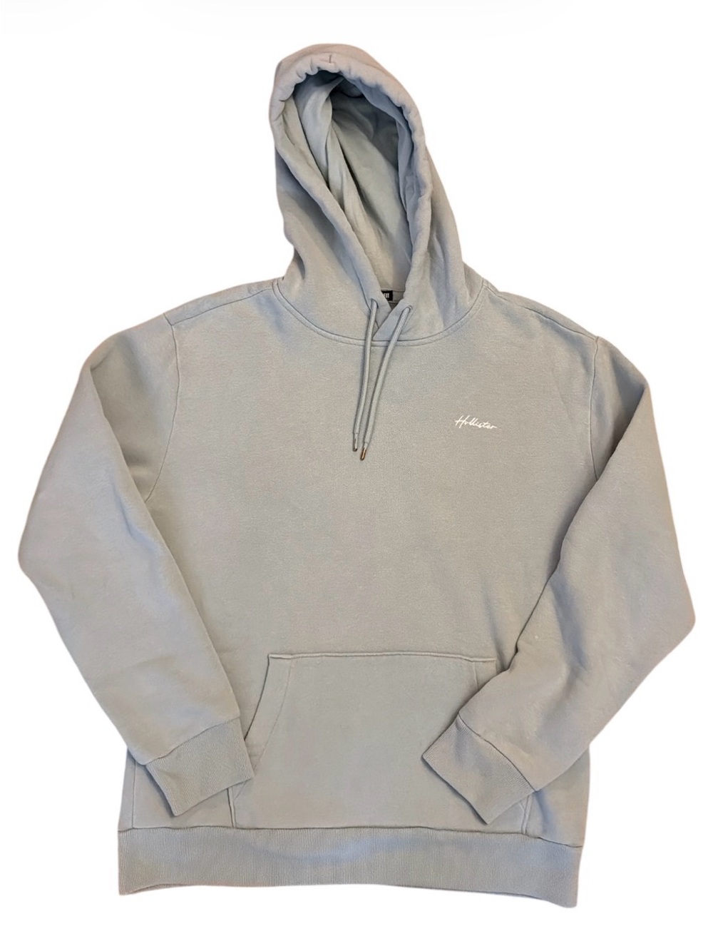 Hollister Men's Light Blue Crewneck Hoodie, size M